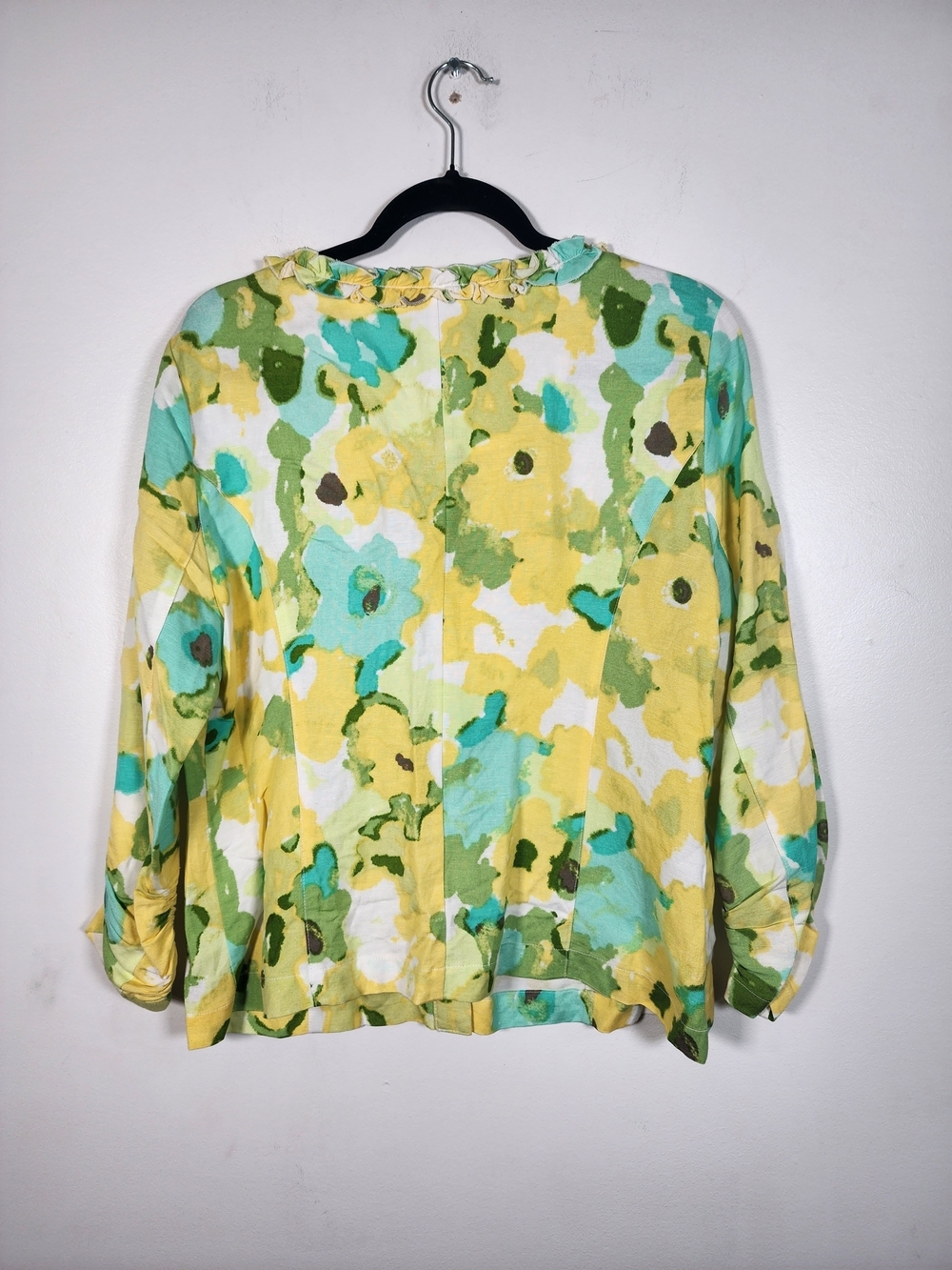 Ruby Rd. Yellow Green Floral Button-Front Blouse - Picture 4 of 7